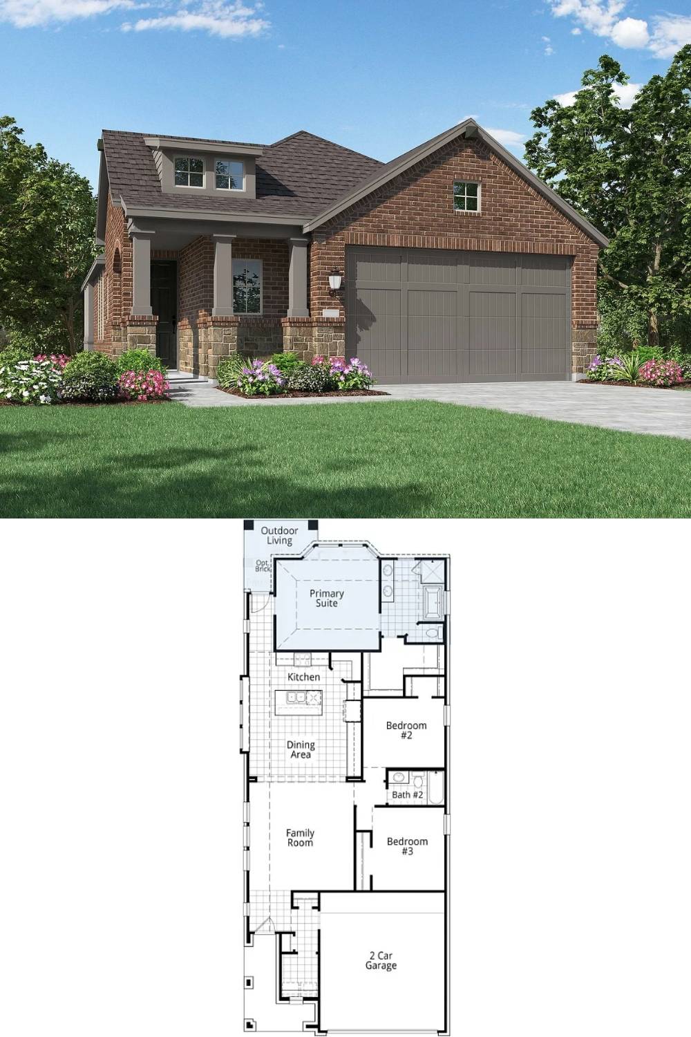 3-Bedroom Single Family Home with Two-Car Garage and Outdoor Living
