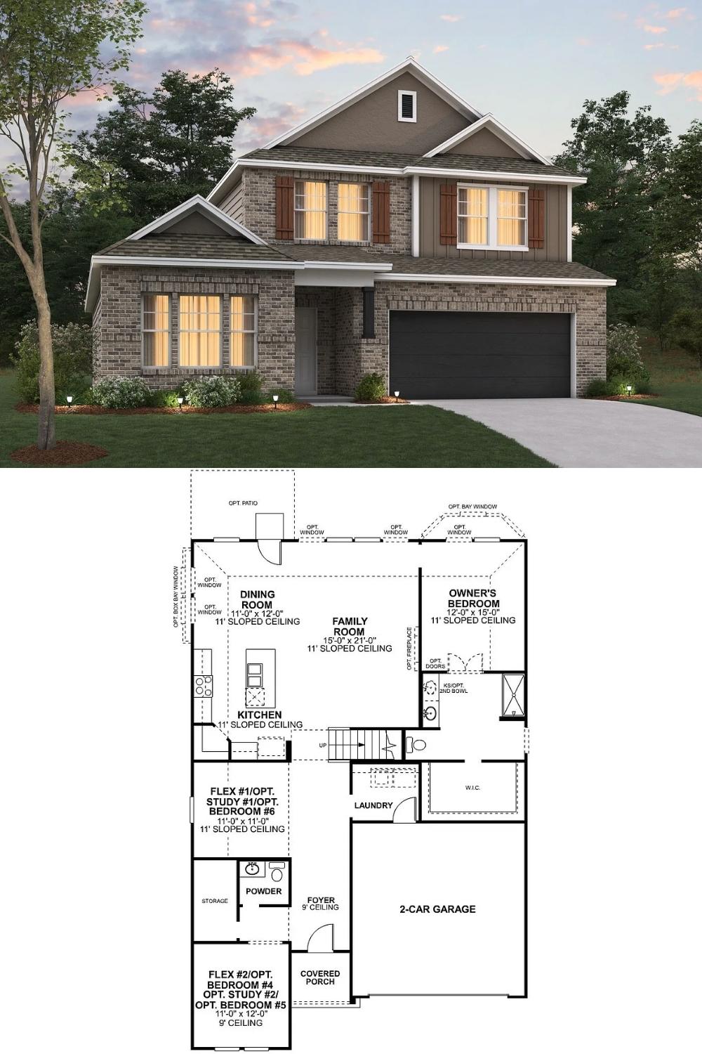 4-Bedroom Single Family Home with Two-Car Garage and Covered Porch 