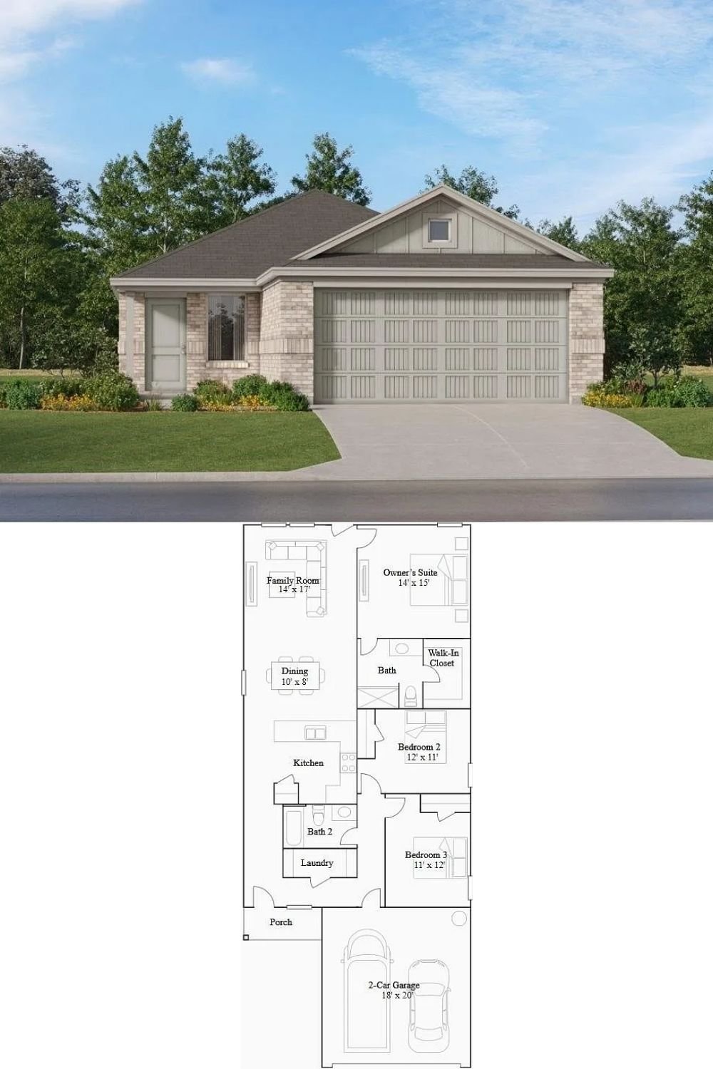 Traditional Style 3-Bedroom Single Family Home with Spacious Open Floor Plan
