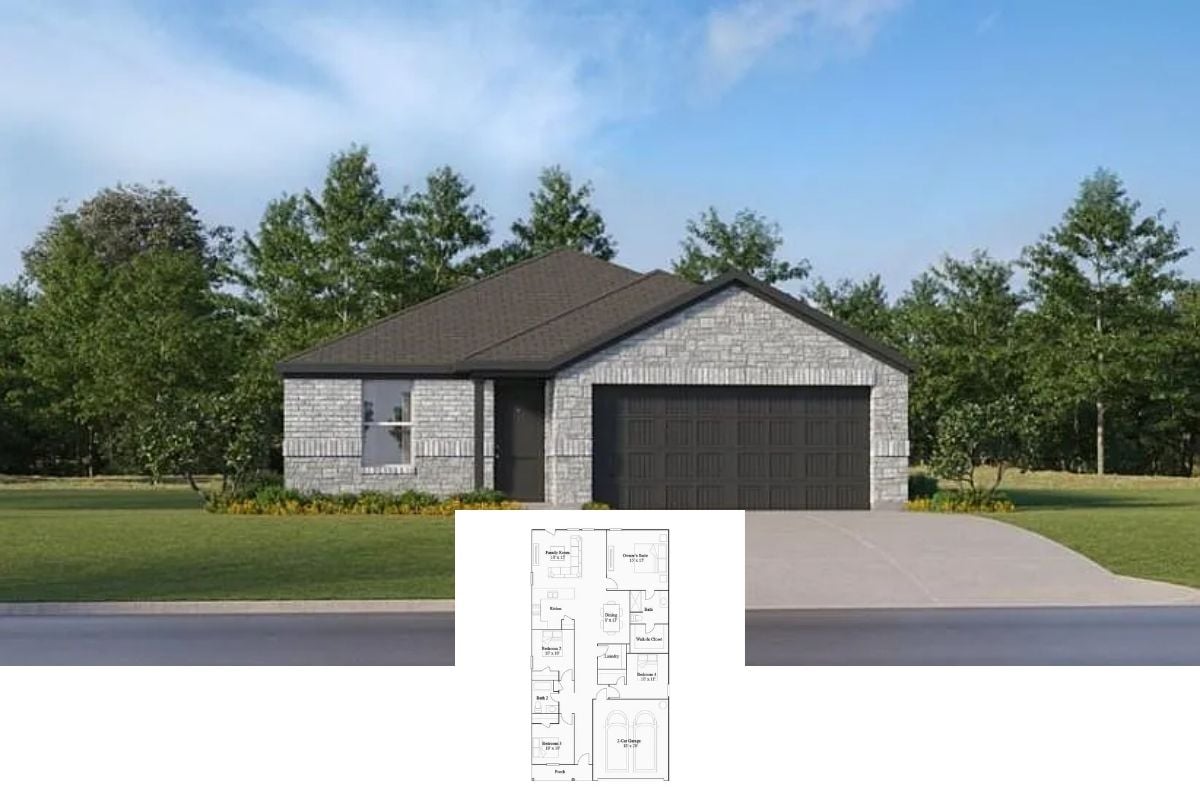 4-Bedroom Traditional-Style Single Family Home with Two-Car Garage (1,760 Sq. Ft. Floor Plan)