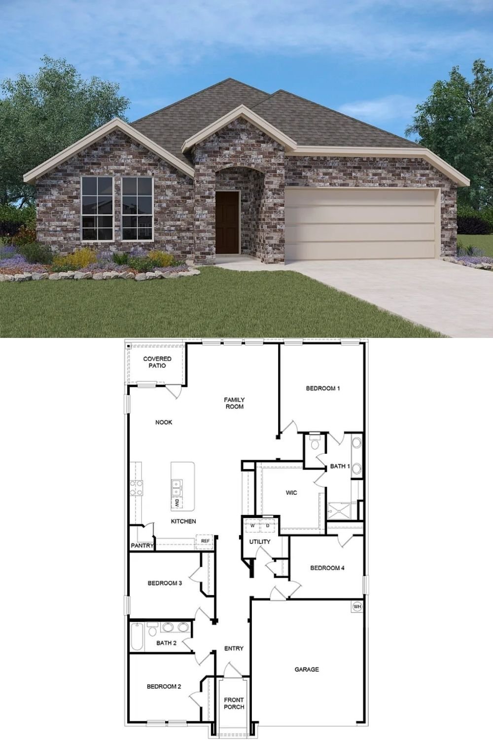 4-Bedroom Single Family Home with Back Patio