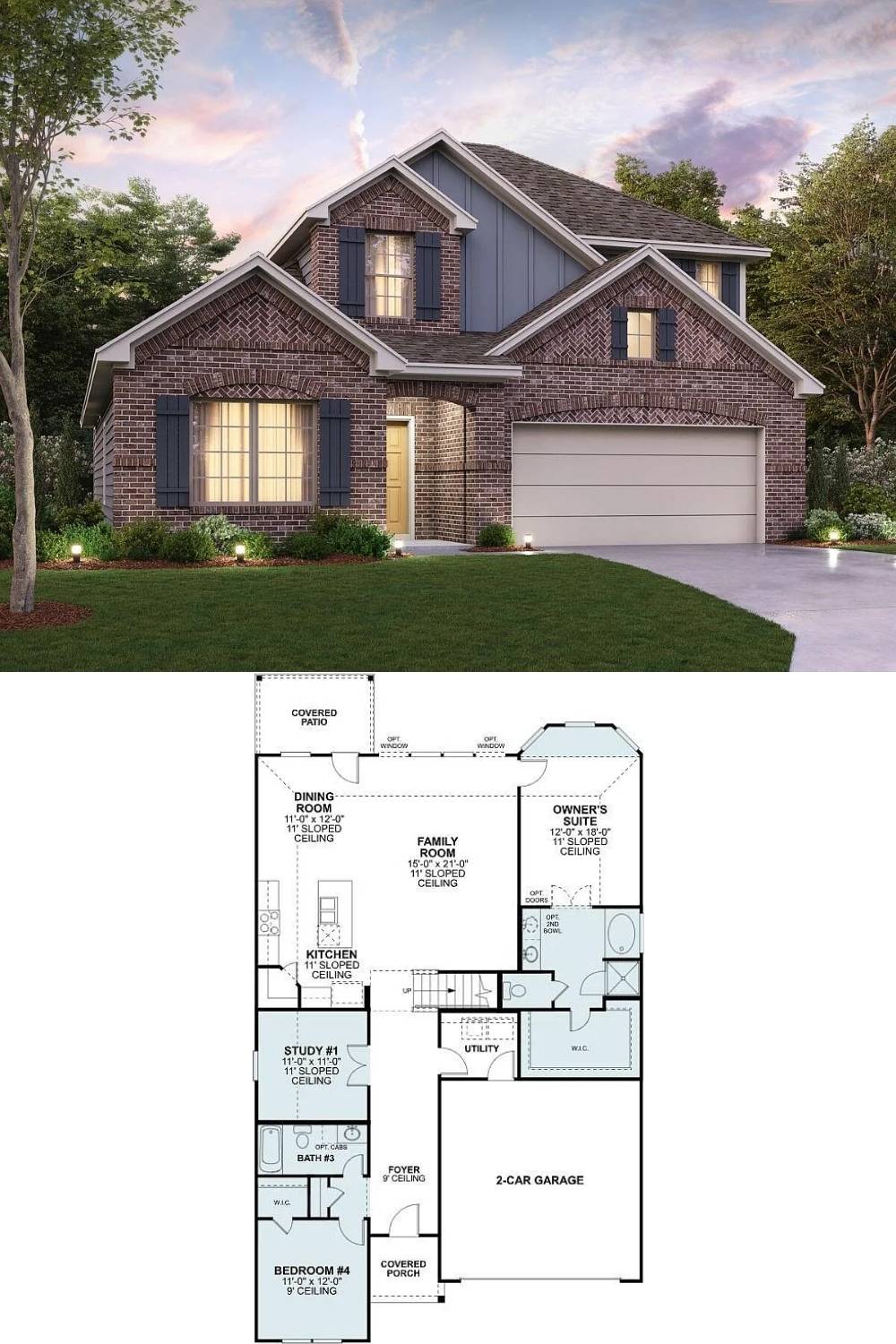 4-Bedroom Traditional-Style Single Family Home with Extended Covered Patio
