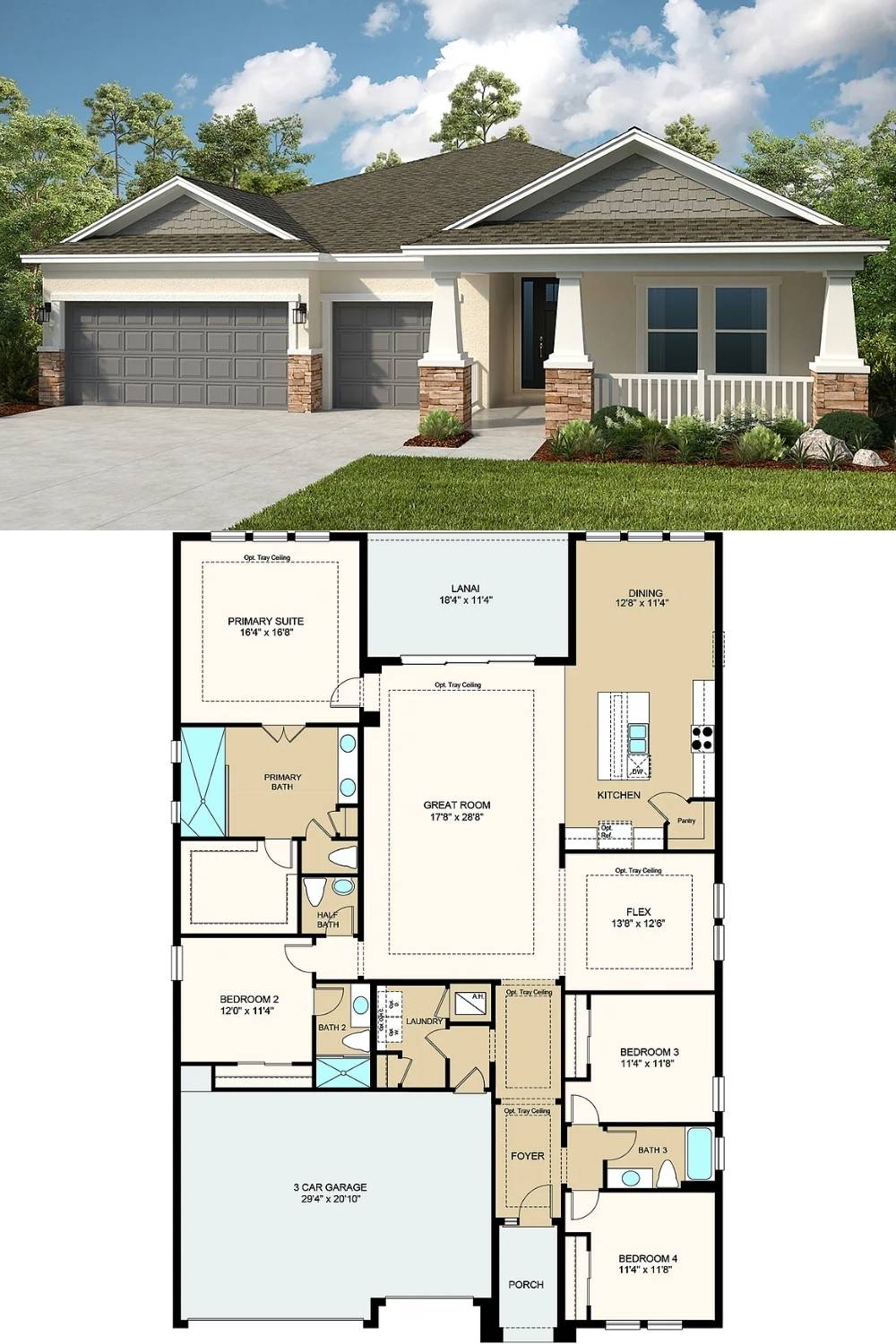 4-Bedroom Single Family Home with Outdoor Kitchen and Three-Car Garage