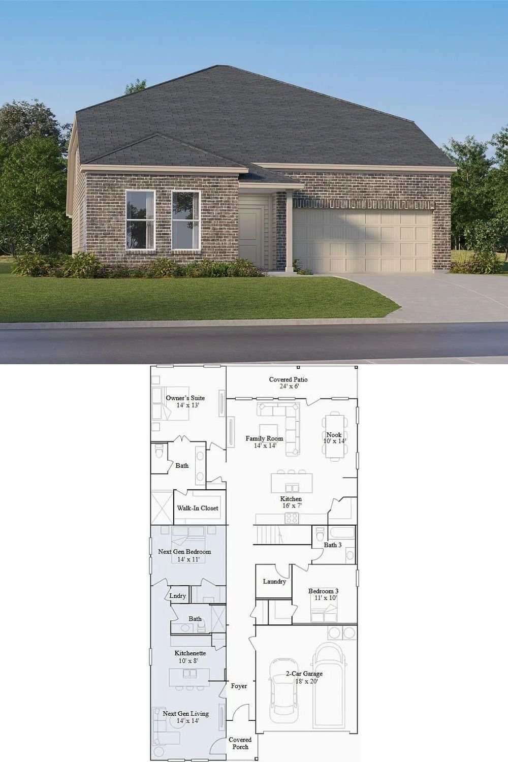 5-Bedroom Traditional-Style Single Family Home with Covered Porch and Double Garage