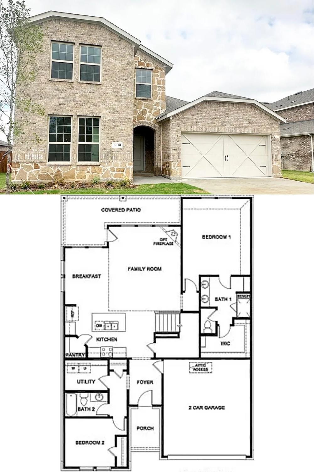 4-Bedroom Single Family Home with Front Porch and Covered Patio