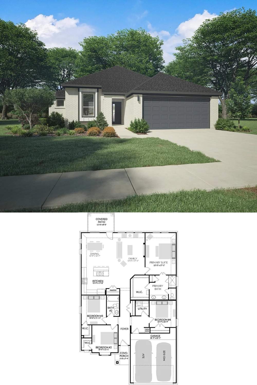 4-Bedroom Single Family Home with Covered Patio and Double Garage