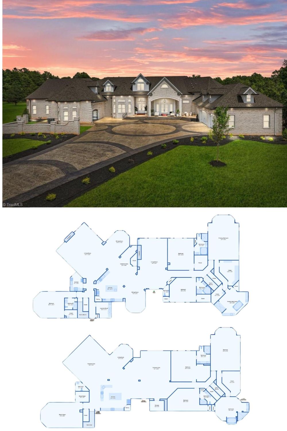 5-Bedroom Mansion with Theater Room and Gated Driveways (15,132 Sq. Ft. Floor Plan)