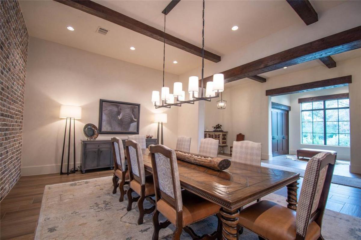 Dining room with hardwood floors.