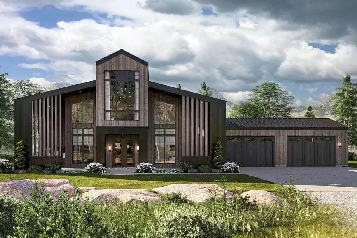 3-Bedroom Contemporary Mountain Home with Wraparound Porch and Multiple Lofts (Floor Plan)