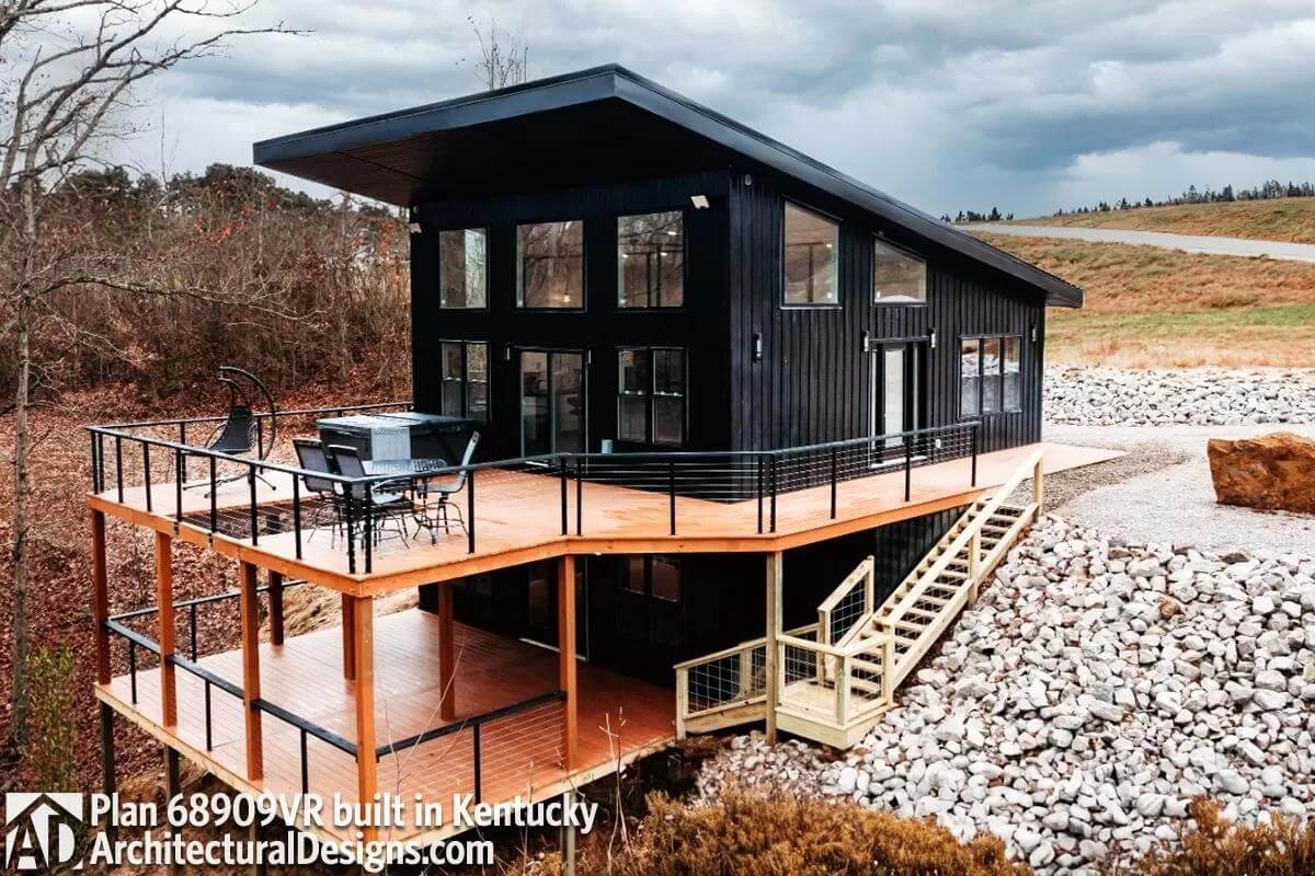 Compact 2-Bedroom Modern Mountain Home with Wraparound Deck and Lower Level Expansion (Floor Plan)