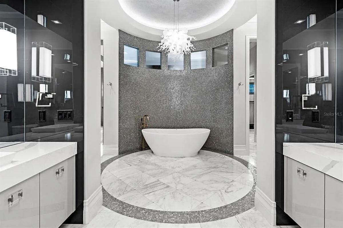 Bathroom with a soaking tub.