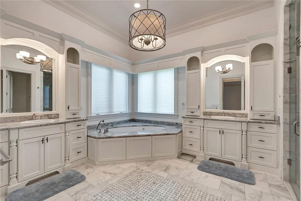 Bathroom with a soaking tub.