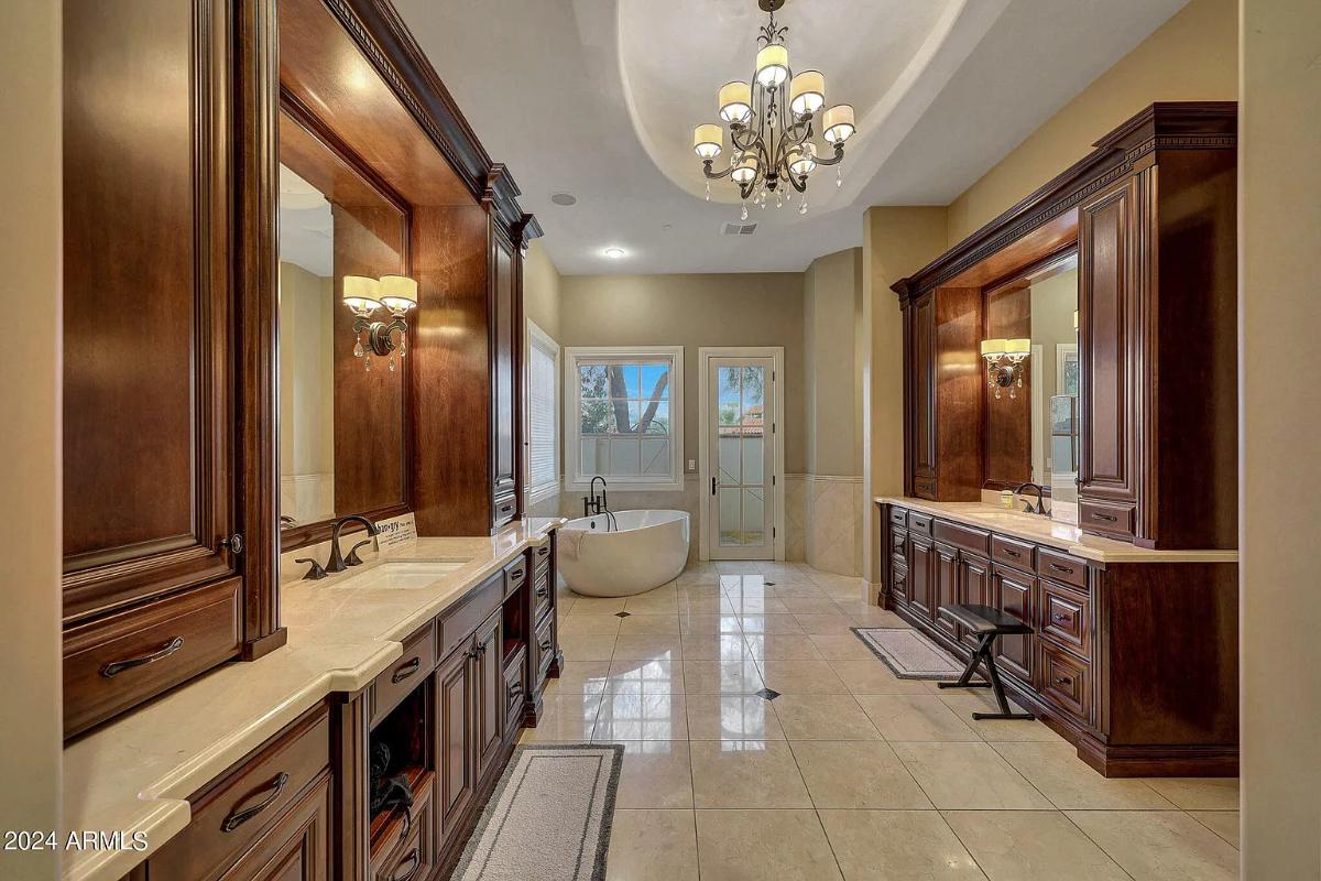 Bathroom with a soaking tub.