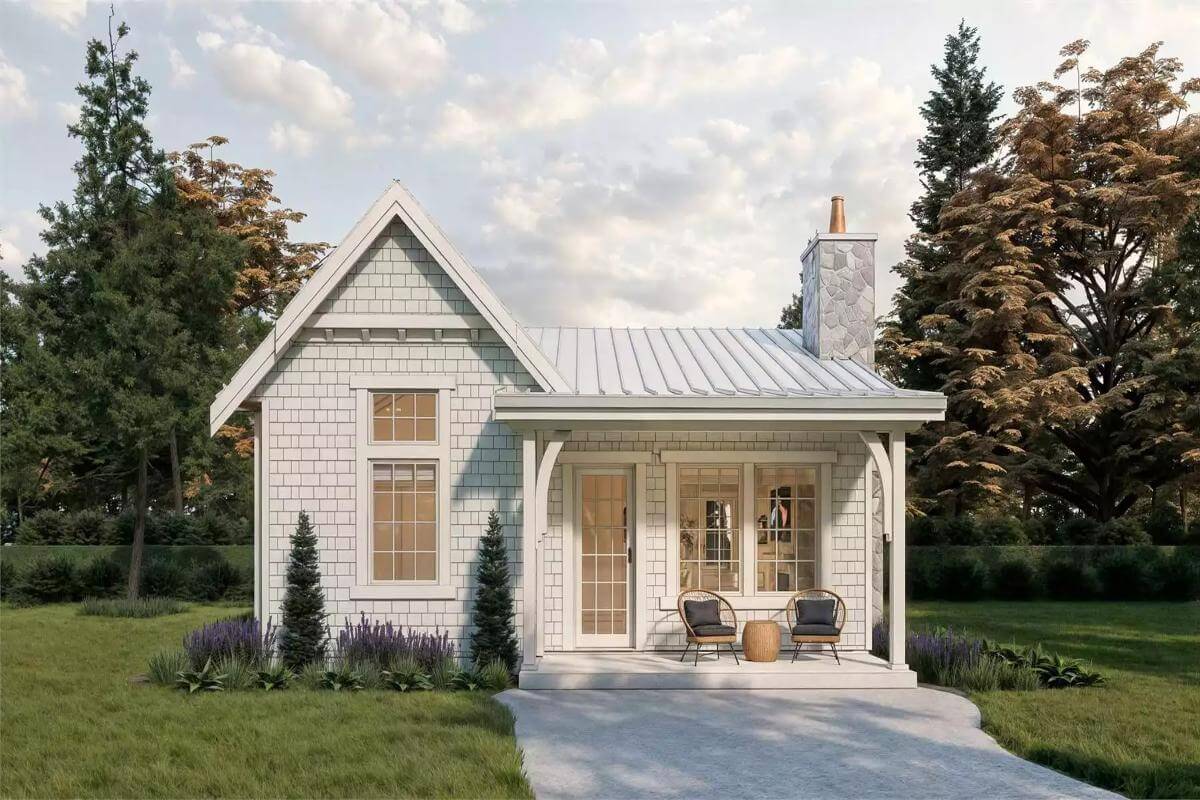 Cottage-Style 2-Bedroom Hollyhawk Home with Covered Front and Back Porches (Floor Plan)