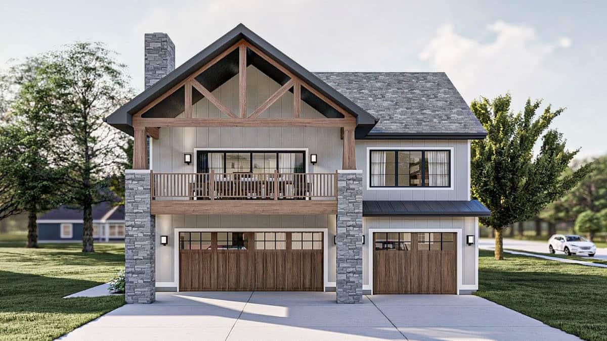 Charming Two-Story Home with Striking Timber Accents