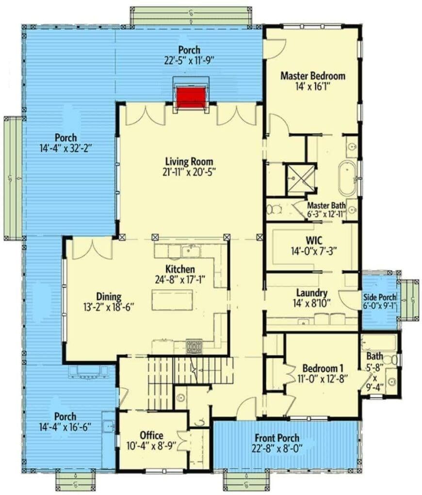Explore This Spacious Home Layout with Multiple Porches