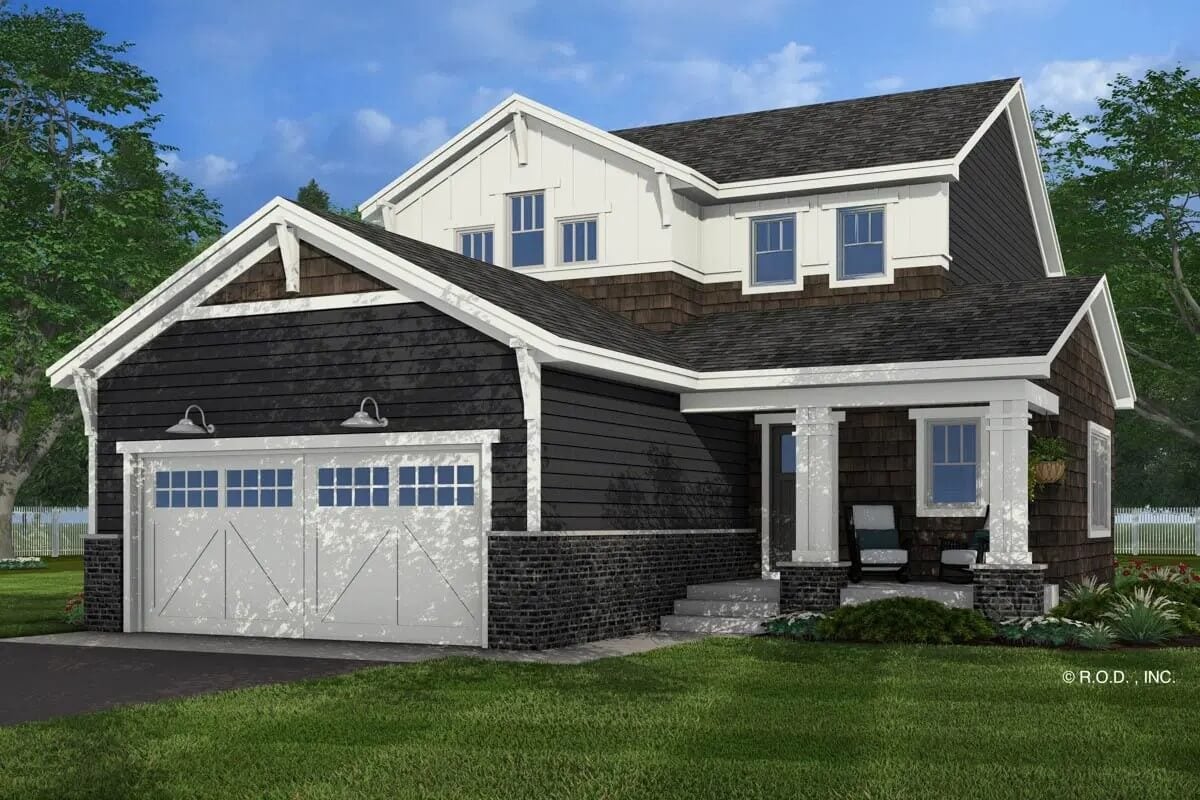 4-Bedroom Traditional Home with Front Porch and Vaulted Loft (Floor Plan)