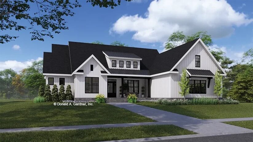 4-Bedroom Lucas Modern Farmhouse with Covered Front Porch and Bonus Room (Floor Plan)