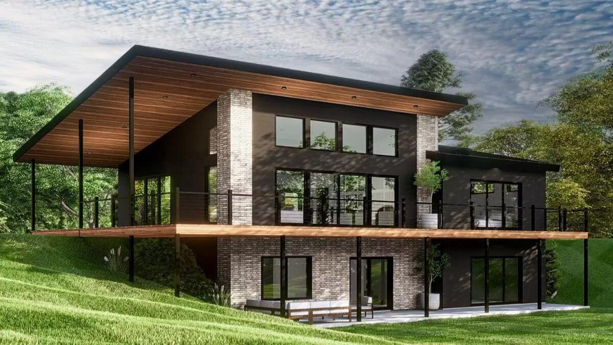 Discover the Sleek Overhang on This Contemporary Hillside Retreat