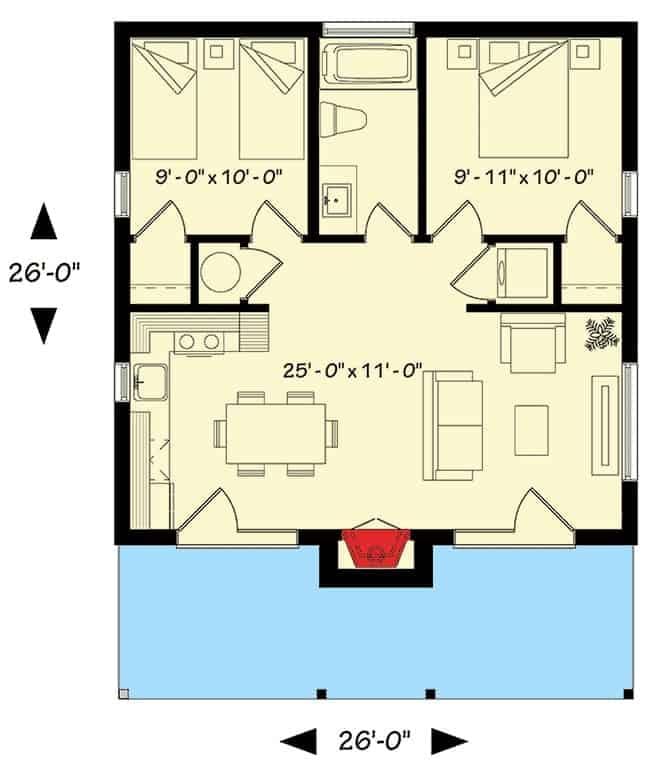 Compact Floor Plan with Central Living Space
