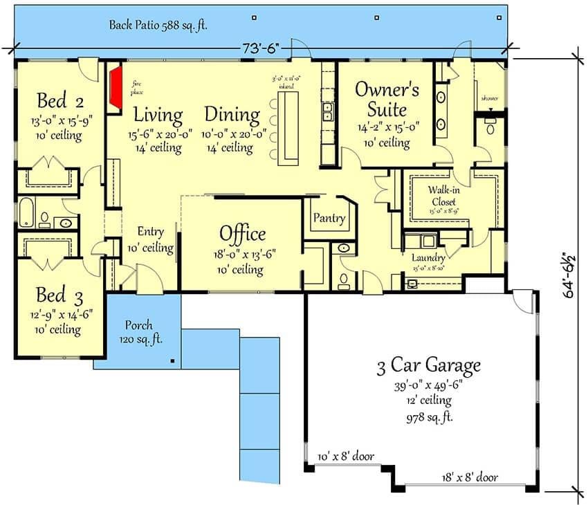 Explore the Spacious Open-Concept Living Area and Three-Car Garage