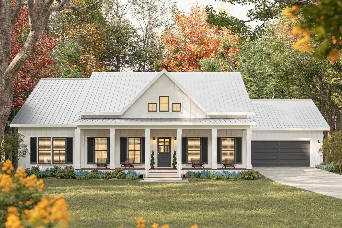 3-Bedroom Modern Farmhouse with 2-Car Garage and Open-Concept Living (Floor Plan)