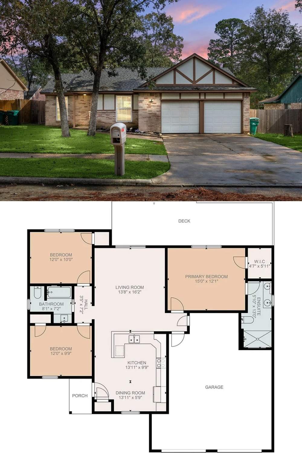 3-Bedroom Traditional-Style Single Family Home with Porch and Deck