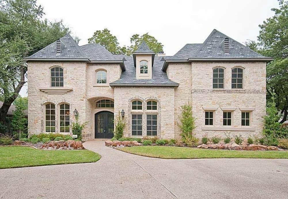 Elegant Stone Facade with Symmetrical Towers