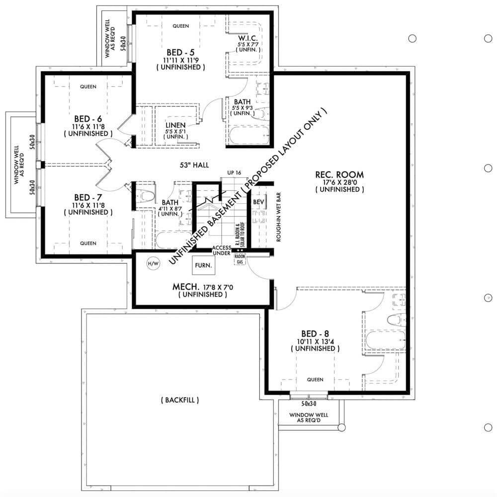 Exploring the Unfinished Basement Plan with Spacious Rec Room