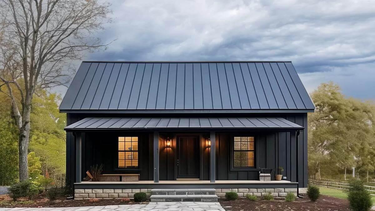 Simple Elegance: A Modern Black Farmhouse with Metal Roof