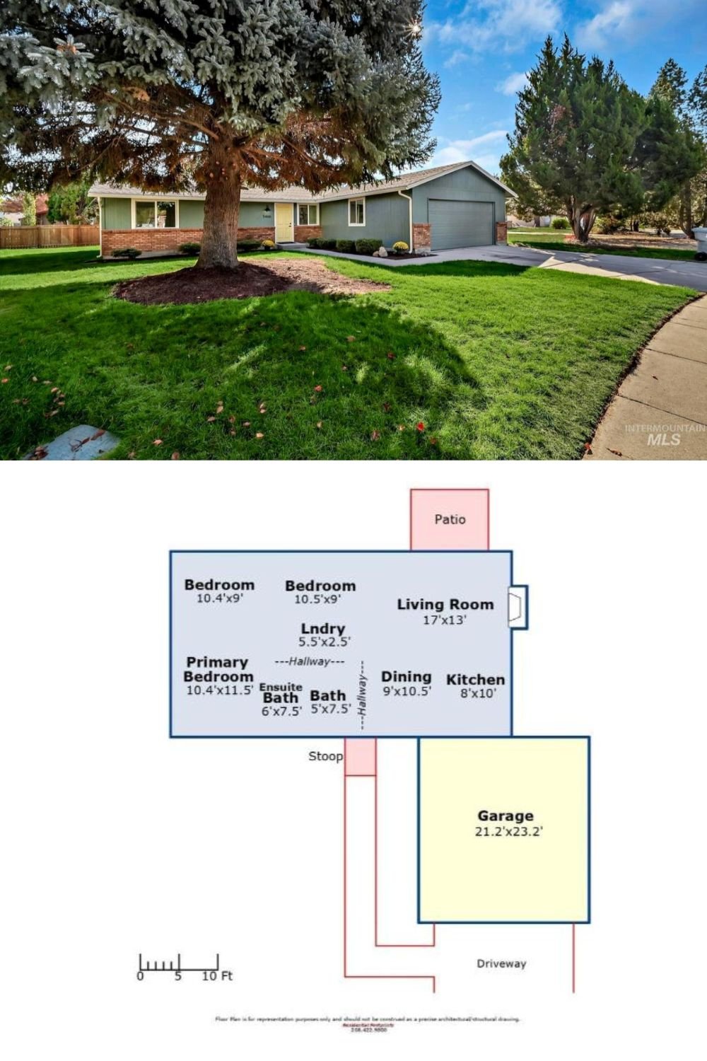 3-Bedroom Home with Workshop Space and 2-Car Garage Space (1,056 Sq. Ft. Floor Plan)