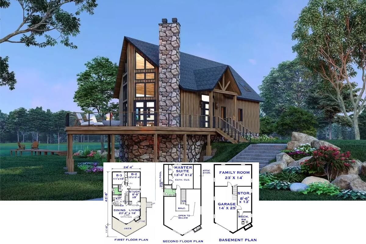 3-Bedroom Chalet-Style Home with Balcony and Wraparound Deck (Floor Plan)