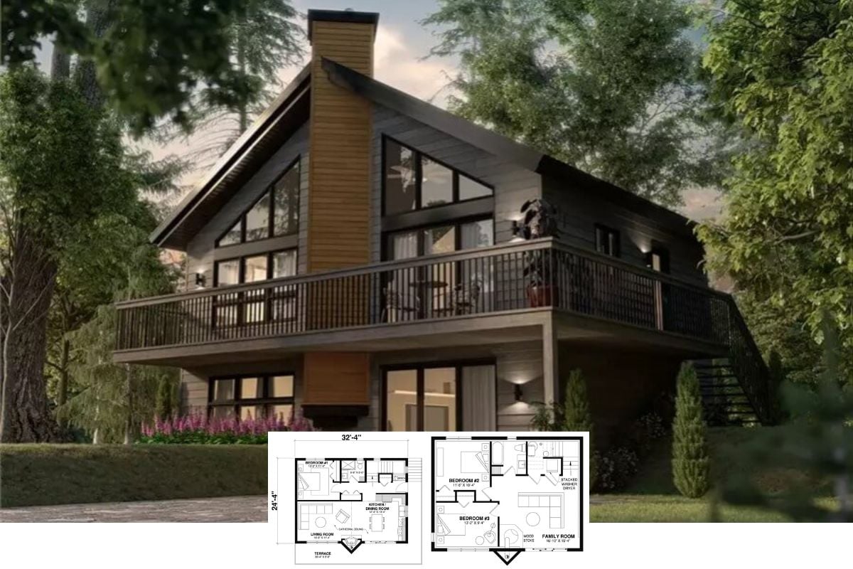 Craftsman-Style 3-Bedroom The Skybridge 1 Lake House with Wraparound Deck and Walkout Basement (Floor Plan)