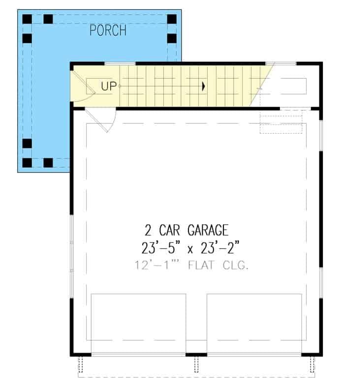 Spacious Two-Car Garage with Adjacent Porch