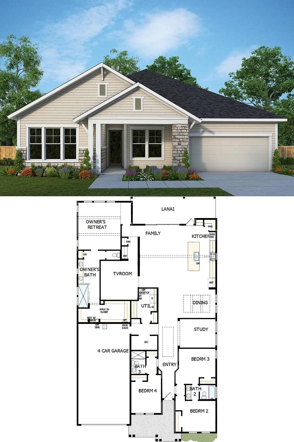 4-Bedroom Home with Lanai and Four-Car Garage
