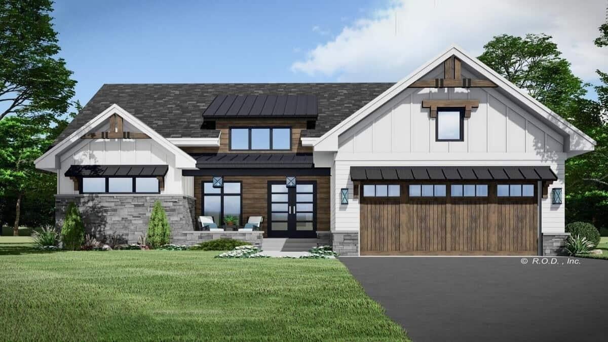 Modern Farmhouse with Striking Black Accents