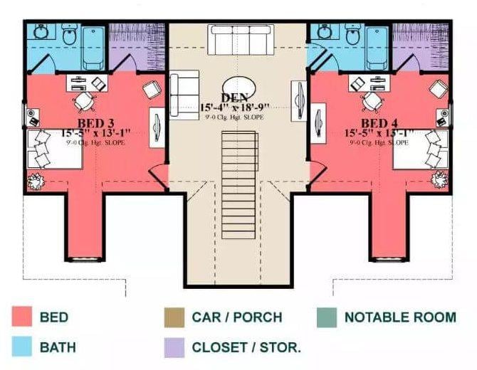 Exploring the Upper Floor Layout with a Central Den
