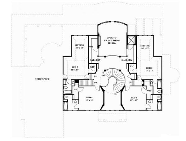 Explore This Upper-Level Layout with a Central Spiral Staircase