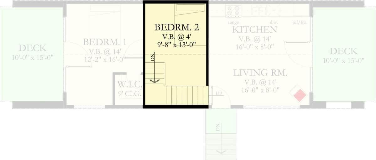 Compact Two-Bedroom Layout with Dual Decks