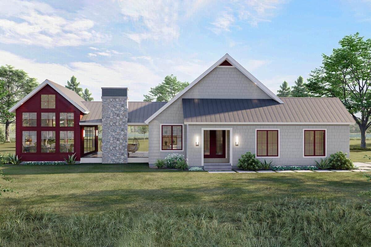 Explore the Unique Stone Chimney in This Modern Farmhouse
