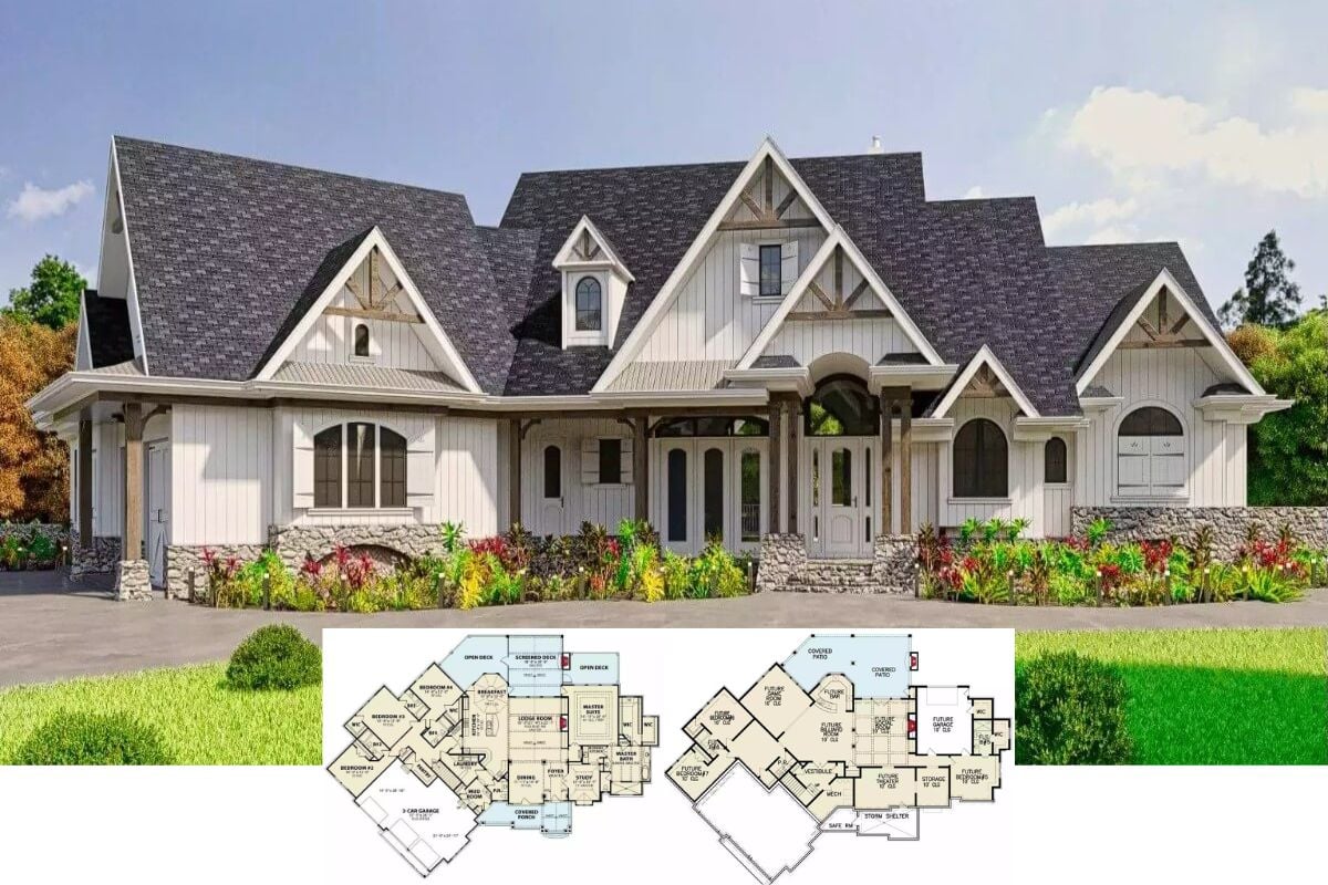 The Chamomile 4-Bedroom Craftsman Home with Angled Garage and Walkout Basement (Floor Plan)