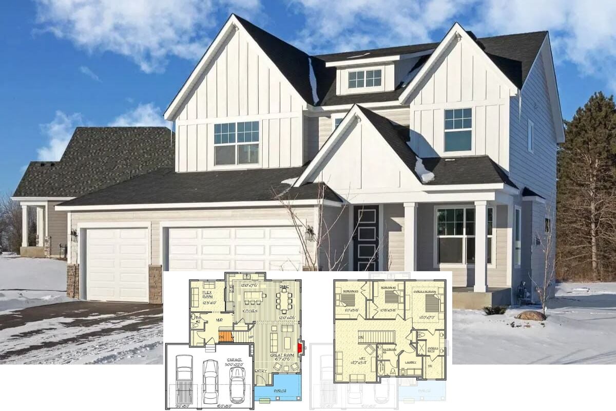 4-Bedroom New American Home with Loft, Flex Room, and Basement Expansion (Floor Plan)