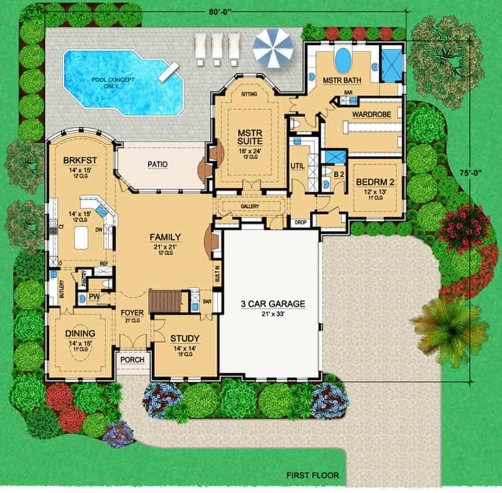 Explore This Thoughtfully Laid-Out Family Haven with a Poolside Patio