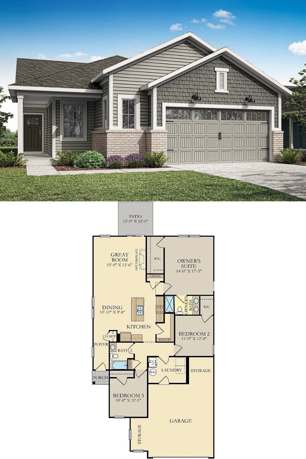 3-Bedroom Single Family Home with Garage and Rear Patio