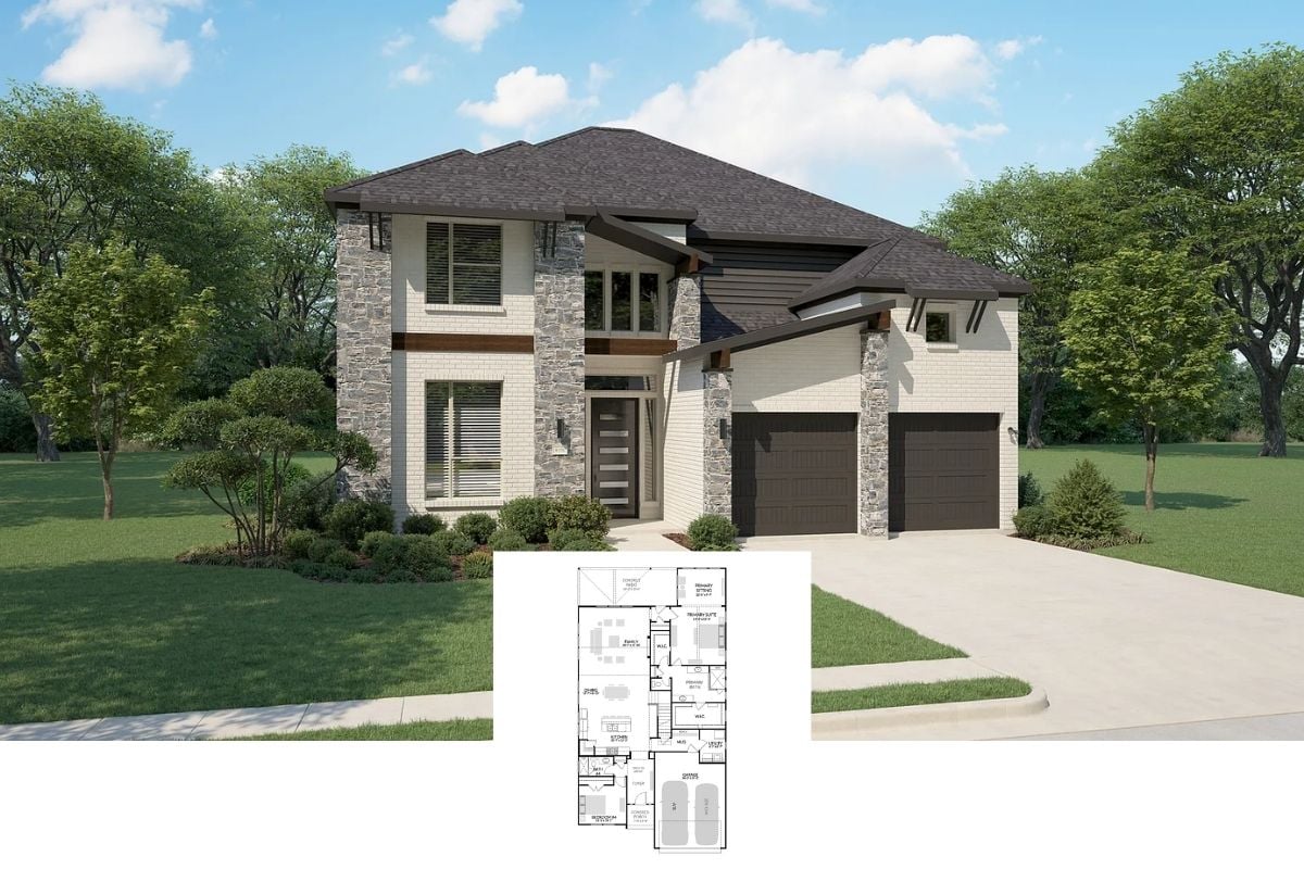 4-Bedroom Single Family Home with Front Porch and Double Garage (3,393 Sq. Ft. Floor Plan)