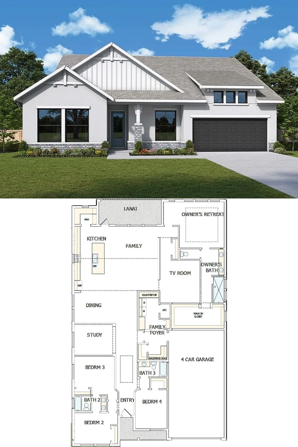 4-Bedroom Single Family Home with Lanai and Four-Car Garage