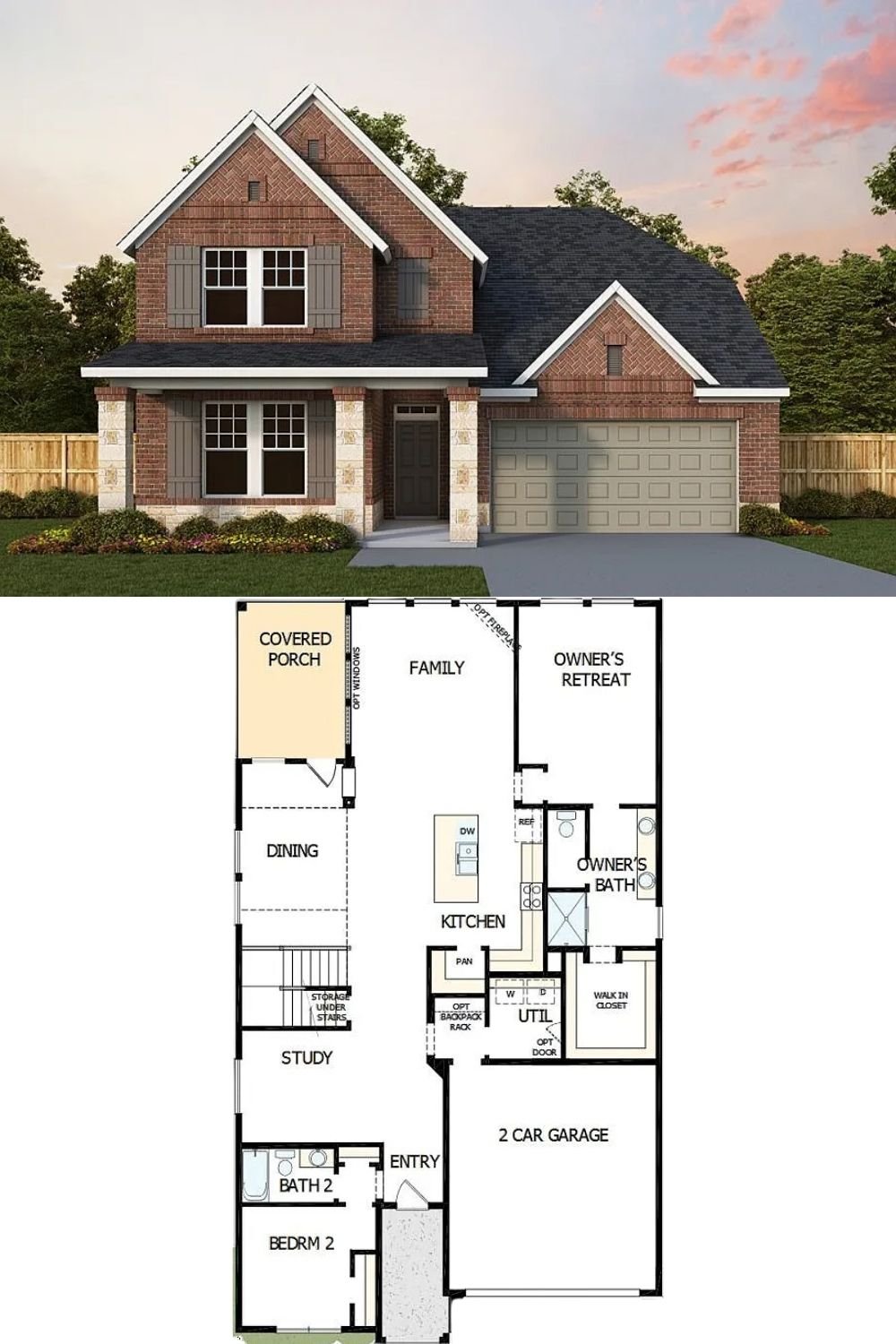 4-Bedroom Single Family Home with Covered Porch and Double Garage