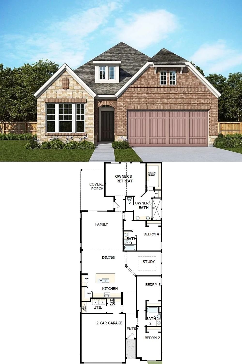 4-Bedroom Single Family Home with Serene Covered Porch and Double Garage