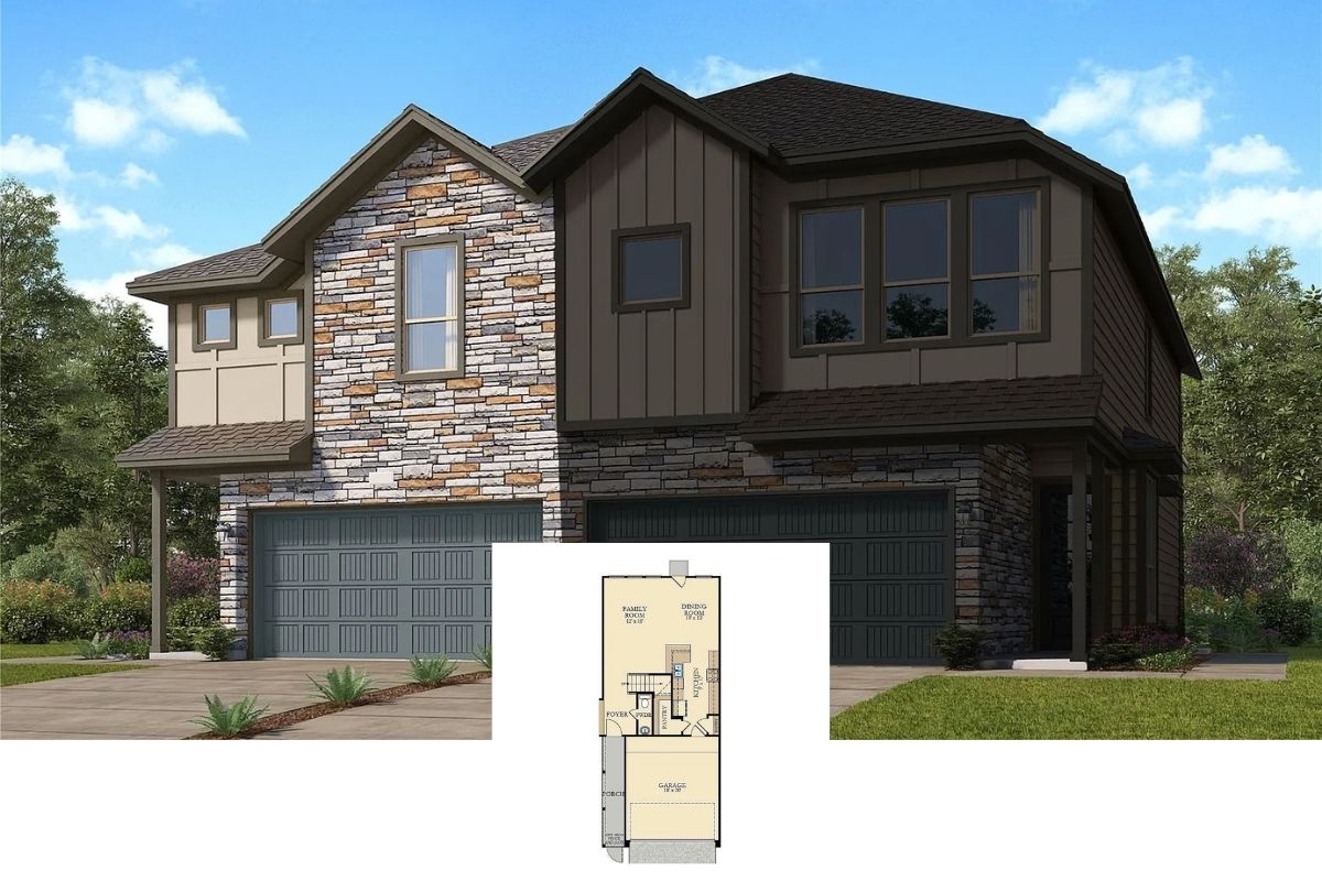 3-Bedroom Single Family Home with Porch and Garage (1,828 Sq. Ft. Floor Plan)