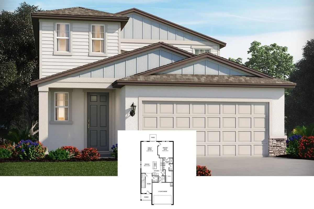 4-Bedroom Single Family Home with Porch and Double Garage (2,168 Sq. Ft. Floor Plan)